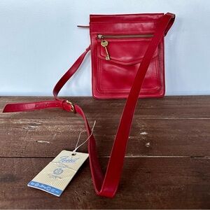 NWT Red Fossil Genuine Leather Crossbody Bag